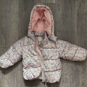 H&M Pink Floral Kids Puffer Jacket
